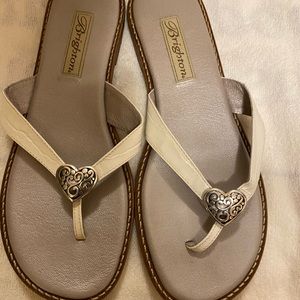 Brighton croc leather white slides